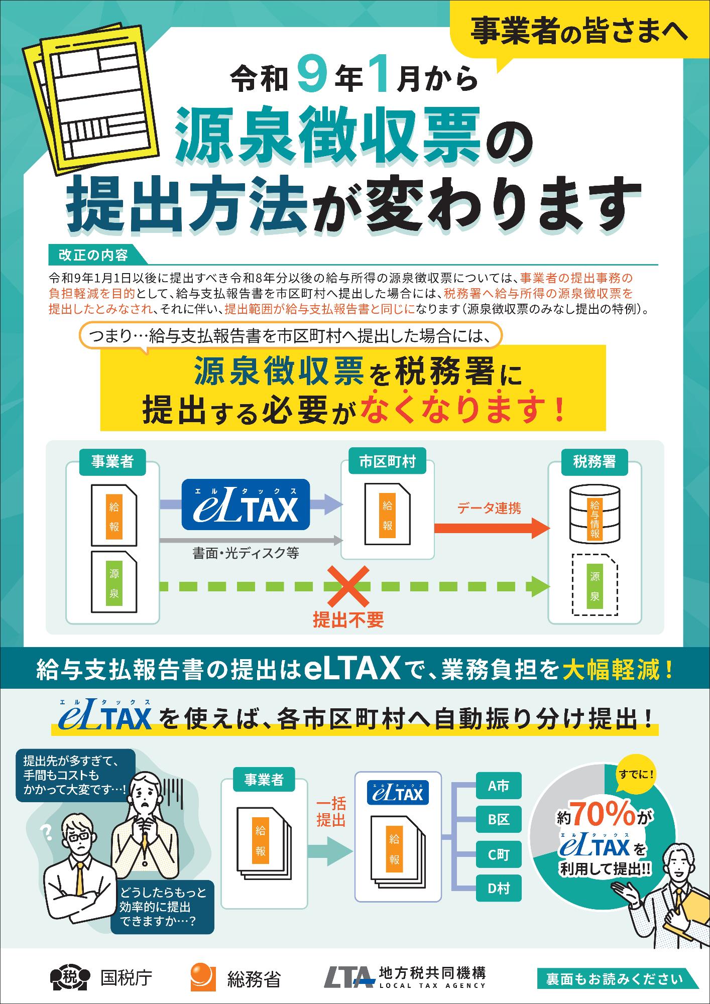 令和9年1月から源泉徴収票の提出方法が変わります